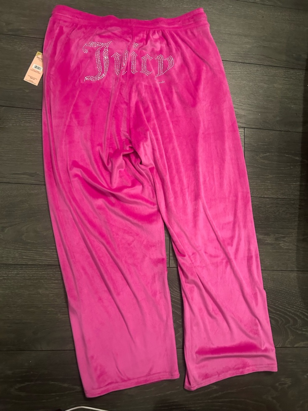 Juicy Couture Pink Velour Lounge Pants with Rhinestone Logo 1x